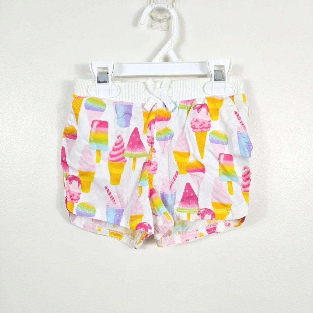 Childrens Place Girls White Rainbow Ice Cream Summer Shorts 3T‎ NEW Whimsical